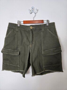 Democracy Size 8 Ab Technology Patch Pocket Fray Hem Cargo Shorts Caper Green